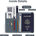 Multifunctional wallet with various card slots and a passport holder.